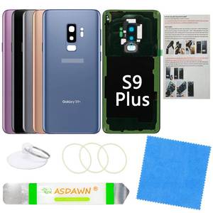 lot 20325 image: Galaxy S9 Back Glass Replacement Cover with All The Adhesive  Installation Manual  Pre-Installed Camera Lens  Repair Tool Kit for Samsung Galaxy S9 Plus SM-G965 All Carriers (Coral Blue)