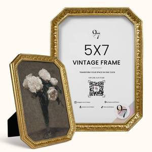 lot 20328 image: 97 Decor 5x7 Vintage Picture Frame - Gold Antique Frame 5x7, Ornate Frames 5 X 7 With Glass Front For Tabletop Photo Display And Wall Hanging, Victorian Poster Frame 5 By 7