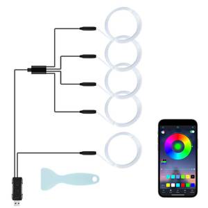 lot 20355 image: LivTee Smart Car LED Interior Lights with USB Port, LED Strip Fiber Optic Lights, Wireless App Control, Sync to Music, Car Accessories Gifts for Women and Men, 5 in 1