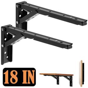lot 20359 image: 18inch Floating Shelf Bracket,Garage Heavy Duty Folding Shelf Brackets,Wall Mounted Collapsible Shelf Bracket,Max Load 330lb,(Pack of 2, No Board)