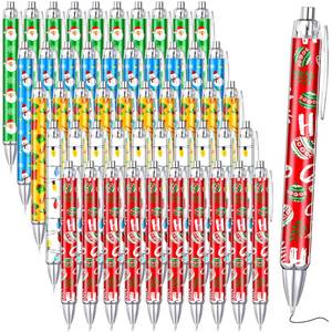lot 20362 image: 50 Pcs Christmas Pens Gift Bulk Christmas Ballpoint Pens Gel Ink Pen Writing Bulk Retractable Cute Novelty Santa Claus winter Snowflake Stockings for Xmas Office School Coworkers Holiday Party Supply
