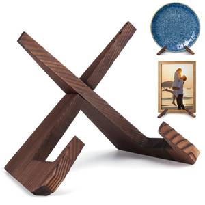lot 20364 image: XKDOUS 6.5 Inch Plate Stand for Display Rustic Wooden Cookbook Holder Stand for Kitchen Decorative Picture Frame Holder Display Holder for Book, Easel