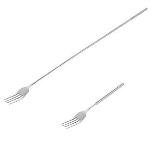 lot 20392 image: Haosie Extendable Fork, 8.7 to 25.4 Inch Long Prank, Telescopic BBQ Dinner Fruit Dessert Extended Tableware, Sturdy Stainless Steel (1pcs)