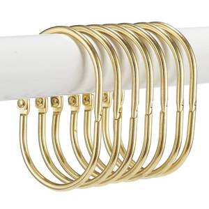 lot 20413 image: Goowin Shower Curtain Rings, 12 Pcs Shower Curtain Hooks, Oval Snap Shower Rings for Curtain, Metal Gold Shower Curtain Rings Rust Proof, Glide Smoothly Shower Hooks for Shower Curtain Rod (Gold)