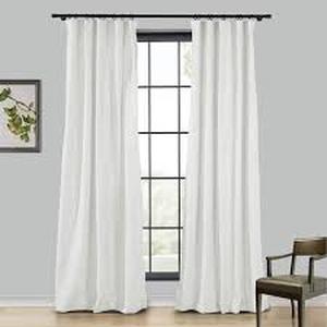 lot 1567 image: White long curtains two pack approximately 6 by 4ft