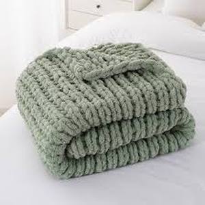 lot 11397 image: Battilo Chunky Knit Throw Blanket - Light Green