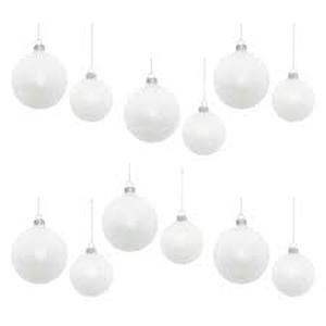 lot 13516 image: White Pearl Glass Ball Ornaments Set