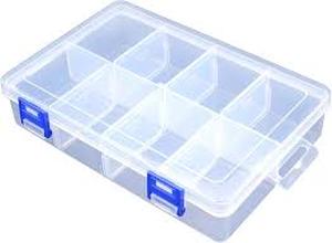 lot 14246 image: Clear Plastic Storage Container with Compartments