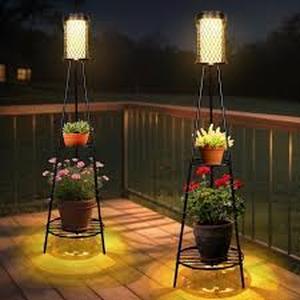 lot 17092 image: A 2pk of Solar Powered floor Lanterns