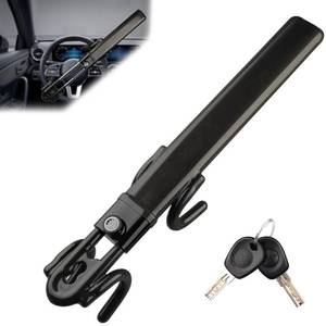 lot 1593 image: NOEAIKE Steering Wheel Lock - Heavy Duty Anti-Theft Car Device with Double Hooks Design for Enhanced Vehicle Protection,Adjustable Length Locking with 2 Keys Universal Fit(Black)