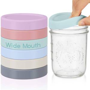 lot 1596 image: Teenyyou 12 Pcs Silicone Wide Mouth Lids Mason Jar Lids Thickened Leak Proof Lid for 86 mm All Wide Mouth Mason Jars, Reusable Large Canning Jar Caps(Morandi)