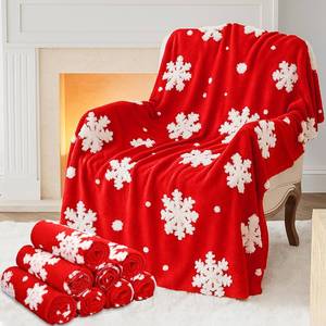 lot 1598 image: Hahafelt 8 Set Christmas Throw Blanket Bulk 50 x 60 Inch 3D Textured Warm Faux Fleece Bed Blanket for Christmas Winter Home Decoration Bedding Couch Soft Gifts(Red,Snowflake)