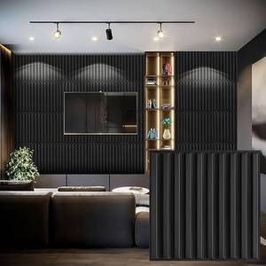 lot 1604 image: Heikki 30 Pack 3D Wall Panel for Interior Wall D�cor, PVC Flower Textured Wall Panels for Living Room Bedroom Hotel Office, 11.8x11.8, Double-Sided Tape (Black-XHT)