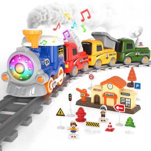 lot 1609 image: Train Set for Toddlers, Electric Magnetic Train Sets wSteam, Music, Lights for Kids Track Playset Christmas Birthday Gifts for 3 4 5 6 Years Old Boys Girls