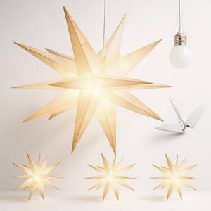 lot 1612 image: Grinsvalley 3 Sets Christmas Star Lantern Moravian Light 23 Star 3D Plastic Waterproof White Hanging Lamp with Twinkle LED Bulb Ribbon Fairy Party Decor for Indoor Outdoor Home Wedding Xmas Tree