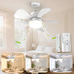 lot 1619 image: Socket Fan Light, 5-Level Dimmable LED Socket Breeze Ceiling Fan, Low Profile Socket Ceiling Fan Light with Remote Control, Easy Install Ceiling Fans for Bedroom, Kitchen, Dining & Patio Use