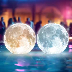 lot 2359 image: TIALLY Full Moon Floating Pool Lights Solar Powered - 14 Inflatable Light Up Pool Balls for Swimming Pool, Solar Pool Lights That Float, Best Gifts for Pool Owners (2 Pack)