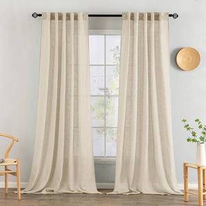lot 2380 image: MIULEE Linen Curtains 96 Inch Length 2 Panels for Bedroom Living Room, Soft Thick Linen Textured Back Tab Window Drapes Semi Sheer Light Filtering Rod Pocket Modern Farmhouse Decor