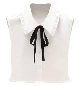 lot 2389 image: WENLOOY Fake Collar Detachable Blouse Dickey Collar Half Shirts Faux False Collar for Women & Girls Favors, Medium, Wl0303-black Tie Ruffle