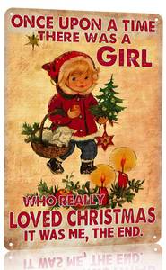 lot 2394 image: Joyline Women Girls Gifts Rustic Christmas Sign Just A Girl Who Loved Christmas Funny Tin Sign for Home Farmhouse Kicthen Bedroom She Shed Decor 8 x 12 inches (3242)