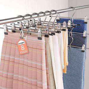 lot 2420 image: Pants Hangers Space Saving,Stackable Skirt Hangers with Clips, Hanging Closet Organizer and Storage,Clothes Hangers, College Dorm Essentials Apartment Essentials- 8 Pack