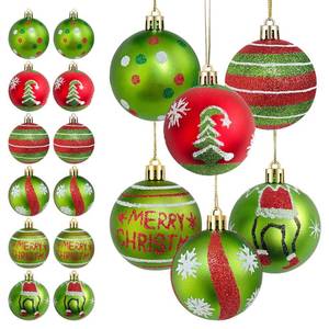 lot 2425 image: A 12Pcs 2.4 Inch Red and Green Ornaments for Christmas Tree, Glittering Plastic Hanging Bulbs Pendants for Christmas Tree Decorations, Party Event
