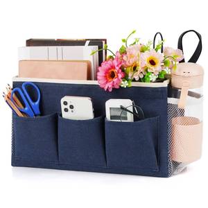 lot 2434 image: Lilithye Bedside Caddy Bedside Organizer Bedside Storage Caddy with Fixed Straps and Water Bottle Holder for Home College Dorm Bunk Bed Hospital Bed Crib Bed Rails (Navy Blue)