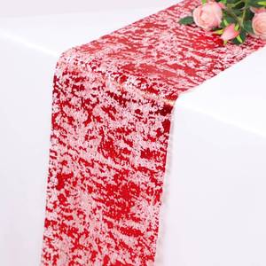lot 2439 image: Snowkingdom 2 Pieces Red Table Runner Sequin Glitter Foil Mesh Runner 11x108 for Romantic Wedding Anniversary Birthday Bridal Shower Graduation Hibachi Party, Red Christmas Holiday Table Decorations