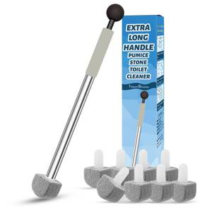 lot 2443 image: Pumice Stone Toilet Bowl Cleaner,16.7Inch Toilet Pumice Stone with Handle Cleans Hard Water Ring Calcium Buildup&Stains for Toilet Bath Kitchen Household Cleaning