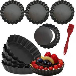 lot 2444 image: DATANYA 8 Pack Mini Tart Pans 4 Inch with Removable Bottom Round Nonstick Quiche Pan, Heavy Duty Fluted Side for Pies, Mousse Cakes, Dessert Baking (4 Inch 8pcs)