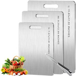 lot 2454 image: Titanium Cutting Board Set of 3,100% Pure Titanium Cutting Boards for Kitchen 1210��SML)