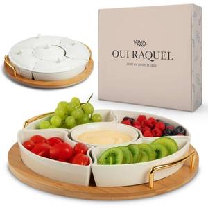 lot 3004 image: Chip and Dip Serving Set, 13.5 Serving Platters and Trays, Appetizer Serving Tray, Divided Serving Tray, Party Serving Relish Trays and Platters, Lazy Susan Taco Bar, Lazy Susan Serving Platter