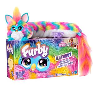 lot 3005 image: FURBY DJ Interactive Toy, Super Snuggly Rainbow Electronic Plush with Music, Lights, Motion, & Games, Speaks English & Furbish, 32in Long, Ages 6