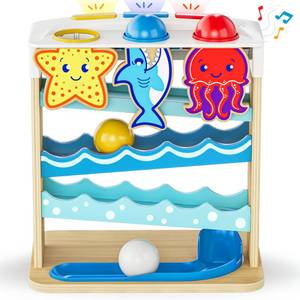 lot 3010 image: Move2Play, Wooden Ocean Friends  30 Fin-Tastic Songs & Phrases  Baby & Toddler Musical Toy  First Birthday Present for 1 Year Old  Ages 6-24 Months  Boy & Girl Ball Drop Toy