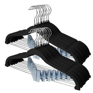 lot 3021 image: Stormix Pants Hangers, 24 Pack Vevlt Skirt Hanger with Clips, Non-Slip Coat Hangers, Heavy-Duty Clothes Hangers for Shorts, Pants, Skirts, Dresses, Jackets, Coat Black