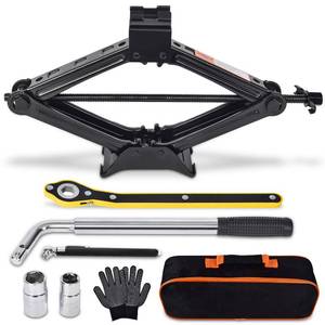 lot 3023 image: Scissor Car Jack 2 Ton (4409 lbs) Tire Changing Kit with Lug Wrench - Emergency Kit for Car, SUV, MPV