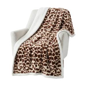 lot 3027 image: Sherpa Fleece Throw Blanket - 50x60-Inch Machine-Washable Reversible Throw - Fluffy Blankets for Couch, Chair, or Bed by Lavish Home (Giraffe)