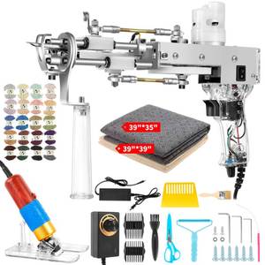 lot 3986 image: Vehipa Rug Tufting Gun with Carpet Trimmer - Tufting Gun Starter Kit - 2 in 1 Cut Pile Carpet Gun & Loop Pile - Rug Making Kit & Trimmer& Cloth& Yarn for DIY Home Decor & Craft Devotees