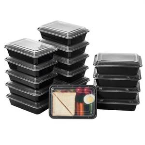 lot 3998 image: Jaluxing 32 oz 50Pack Plastic Meal Prep Food Storage Containers with Lids Reusable 1 Compartment To Go Lunch Box Black Extra Large &Thick Microwave Freezer Safe BPA Free Stackable (Formerly FULING)