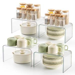 lot 3999 image: Clear Spice Rack Shelves, Pantry Organizers and Storage Set of 4, Display Shelf Organizer, Room Bathroom Desk Shelf Countertop Organization and Storage, Ideal for Kitchen Cabinet Organizer Shelf