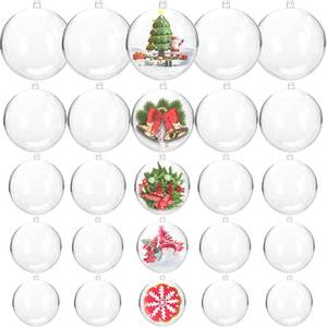 lot 4025 image: Gddochn 25 Pcs Clear Plastic Fillable Ornaments, Acrylic Clear Plastic Ornaments Balls, DIY Bath Bomb Mold for Christmas, Wedding, Party, Home Decor (5 Size, 30mm, 40mm, 50mm, 60mm, 70mm)