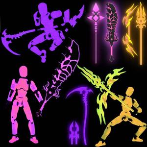 lot 4032 image: Deeplus Glowing Titan 13 Action Figure Set Already Assembled, T13 3D Printed Action Figures with Weapons Accessories T 13 Lucky Robo Dummy Nova 13 Action Figures, Figura de acci�n t13 (3-Colors-B)