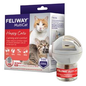lot 4485 image: FELIWAY MultiCat 30 Day Cat Calming Plug In Pheromone Diffuser Starter Kit, 48ml - Helps Reduce Conflicts and Signs of Tension in Multi-Cat Households