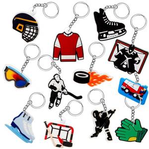 lot 4491 image: Batiyeer 36 Pack Hockey Keychains Bulk Party Favors Sports Valentines Gifts Ball Key Chains Funny Keyring for Women Men Birthday Supplies
