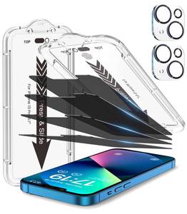 lot 4495 image: EZ-GLAZ- 4 Pack for iPhone 13 Privacy Screen Protector6.1 With 2 Pack Camera Lens Protector, Drop Protection 9H Hardness Full Coverage Anti-Spy Tempered Glass Film, Easy to install