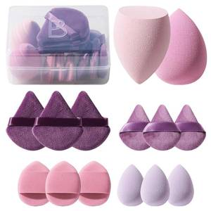 lot 4498 image: Makeup Sponge Set BS-MALL Triangle Puff 14 Pcs for Liquid, Cream, and Powder, Multi-colored Makeup Sponges and Mini Sponge with Case (A-Purple)