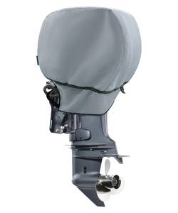 lot 4504 image: STEECA Waterproof Outboard Motor Cover 600D Fade Resistant Boat Engine Hood Cowling Cover Fits Motor 225-300 HP, Grey