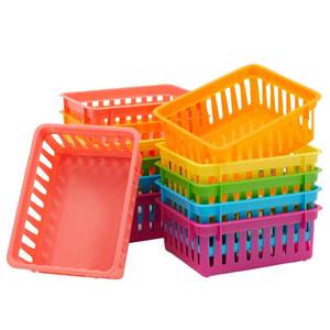 lot 9467 image: Bright Creations 12 Pack Small Plastic Classroom Storage Bins for Organization and School Supplies 6 Colors (6.2 x 4.8 x 2.4 inches)