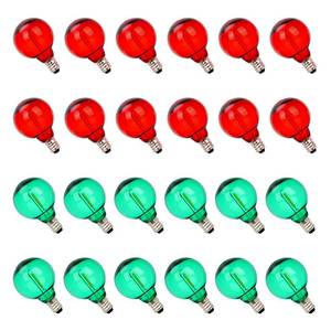 lot 9483 image: Sdduenled 24Pack G40 Christmas LED String Lights Bulbs, E12 Screw Base Shatterproof Red & Green Bulbs for Outdoor Holiday Decor 120V 0.6W Dimmable Equivalent to 7W, Christmas Tree & Patio Lighting