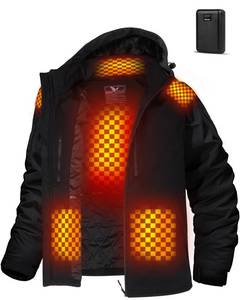lot 10112 image: bailinghai Heated Jacket for Men with B�tter� Pack, Winter Outdoor Soft Shell Electric Heating Coat with Detachable Hood (3XL)